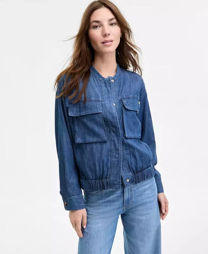 Tommy Hilfiger Women's Chambray Utility Bomber Jacket 1