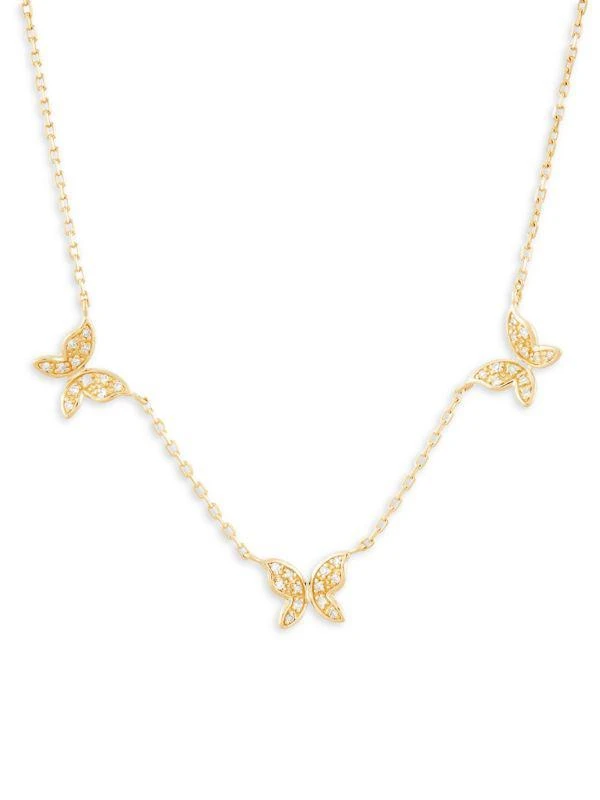 Saks Fifth Avenue 14K Yellow Gold & 0.1 TCW Diamond Butterfly Necklace 1