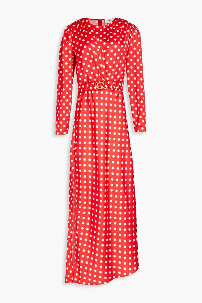 Ronny Kobo Carmen belted polka-dot satin maxi dress 1