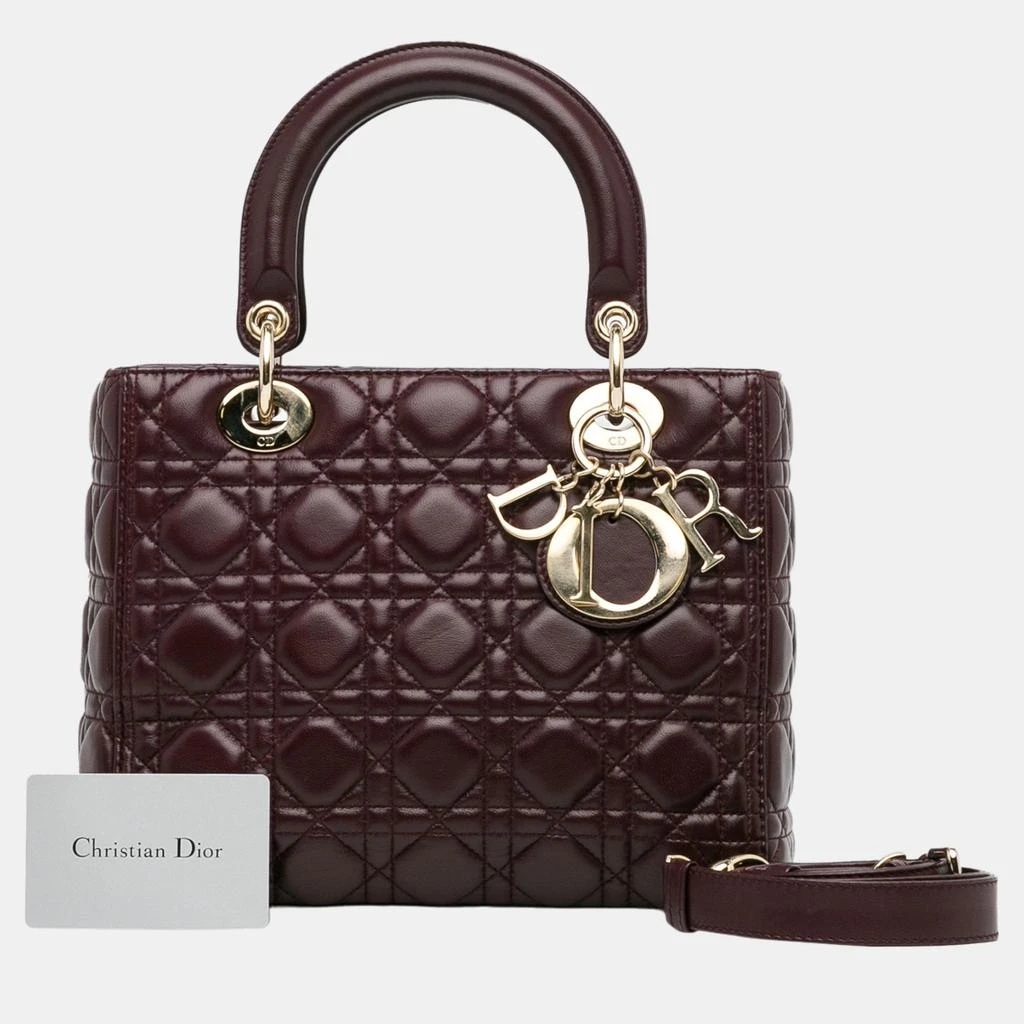 Dior Dior Burgundy Medium Lambskin Cannage Lady Dior 8
