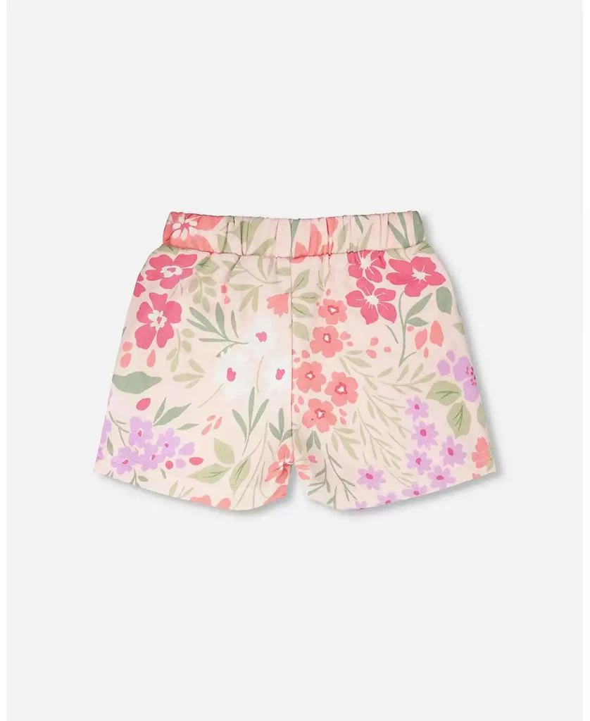 Deux par Deux Baby Girls French Terry Shorts Pink Printed Flowers 4