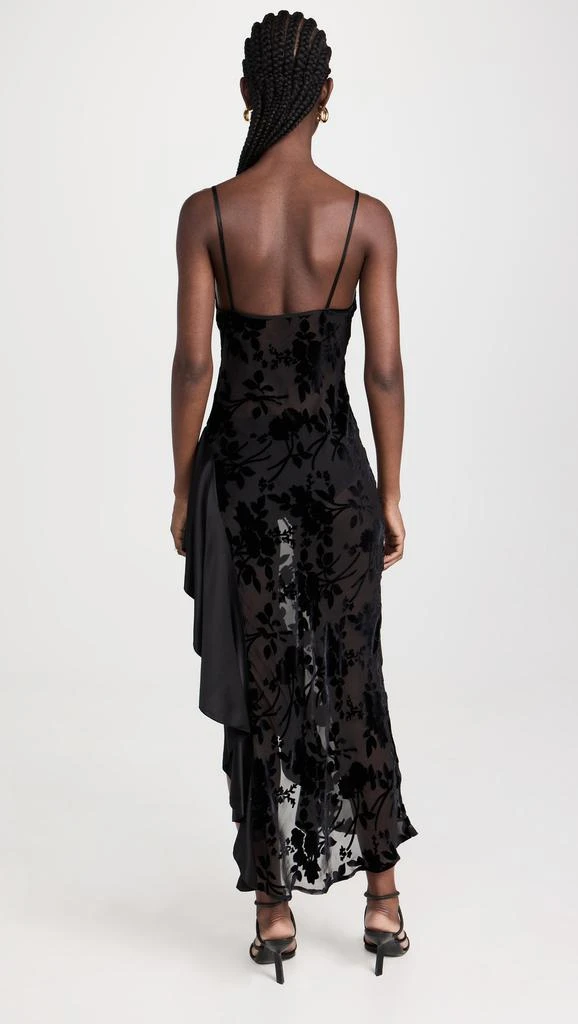 Rodarte Black Floral Burnout Velvet and Satin Asymmetrical Cowl Neck Bias Dress 2