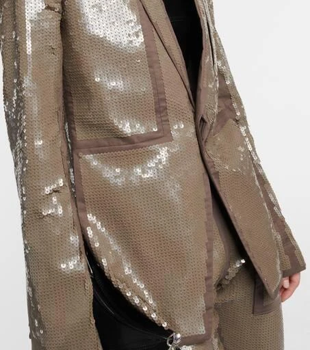Rick Owens Sequined single-breasted cotton blazer 6