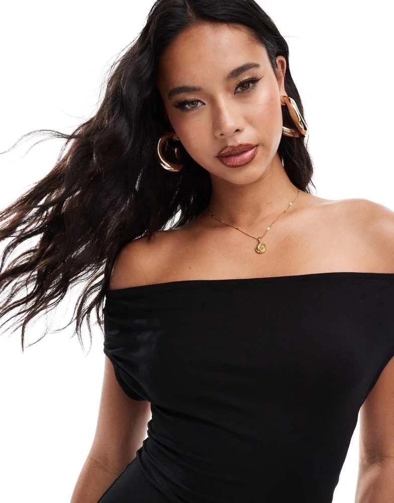 ASOS ASOS DESIGN bardot mini dress with flippy skirt and cut out back black 2