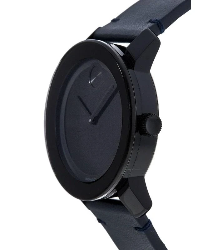 Movado Movado Bold Black Dial Navy Leather Strap Men's Watch 3600583 2