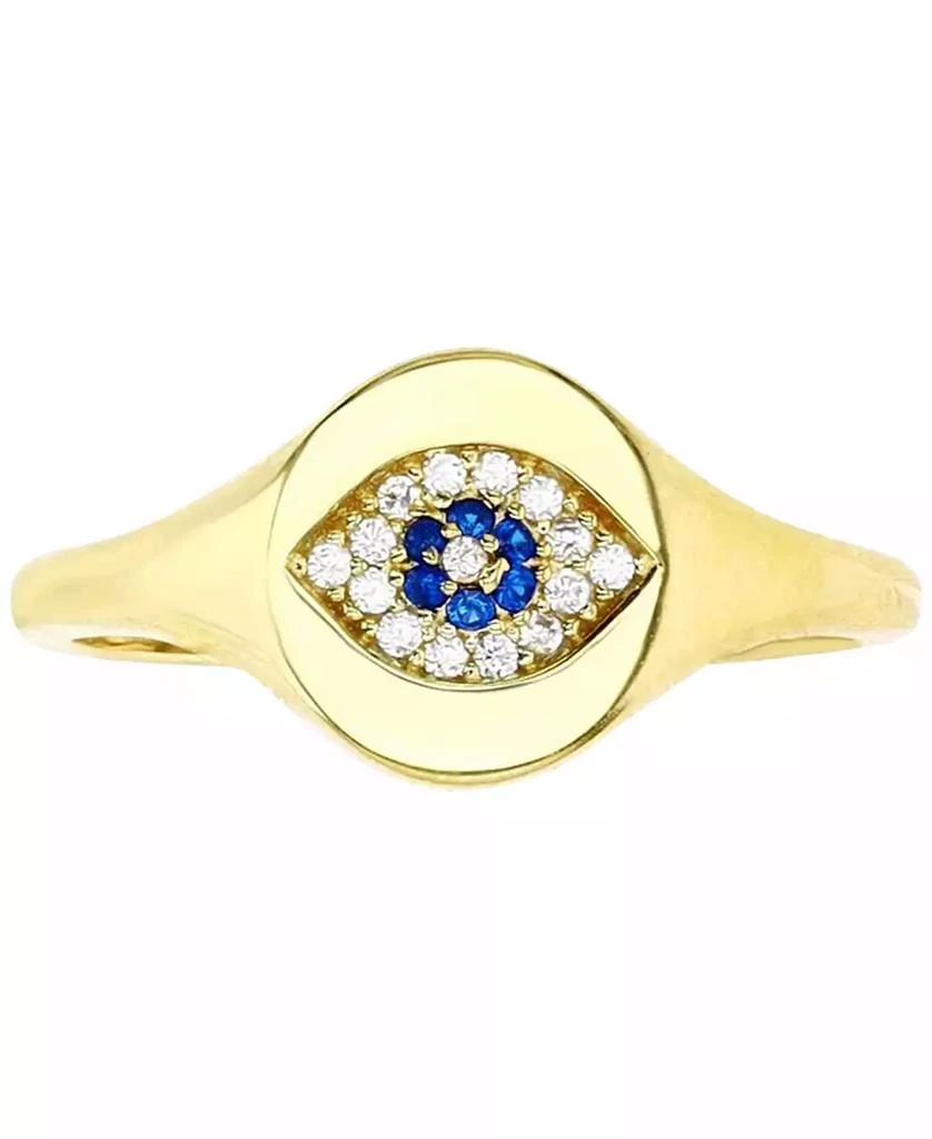 Macy
s Cubic Zirconia Evil Eye Signet Ring in 14k Gold-Plated Sterling Silver