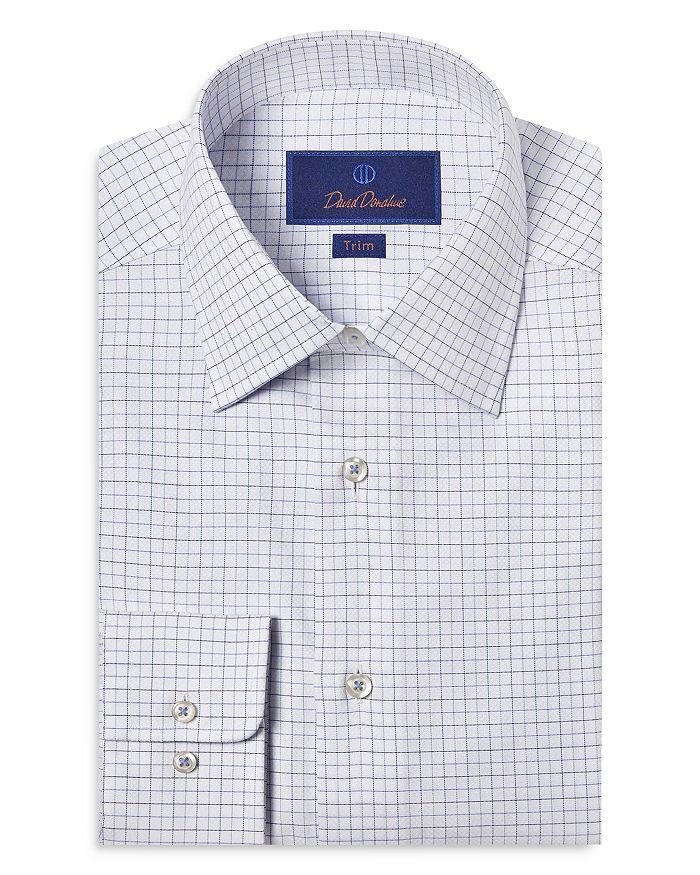 David Donahue Trim Fit Dobby Tattersall Check Dress Shirt