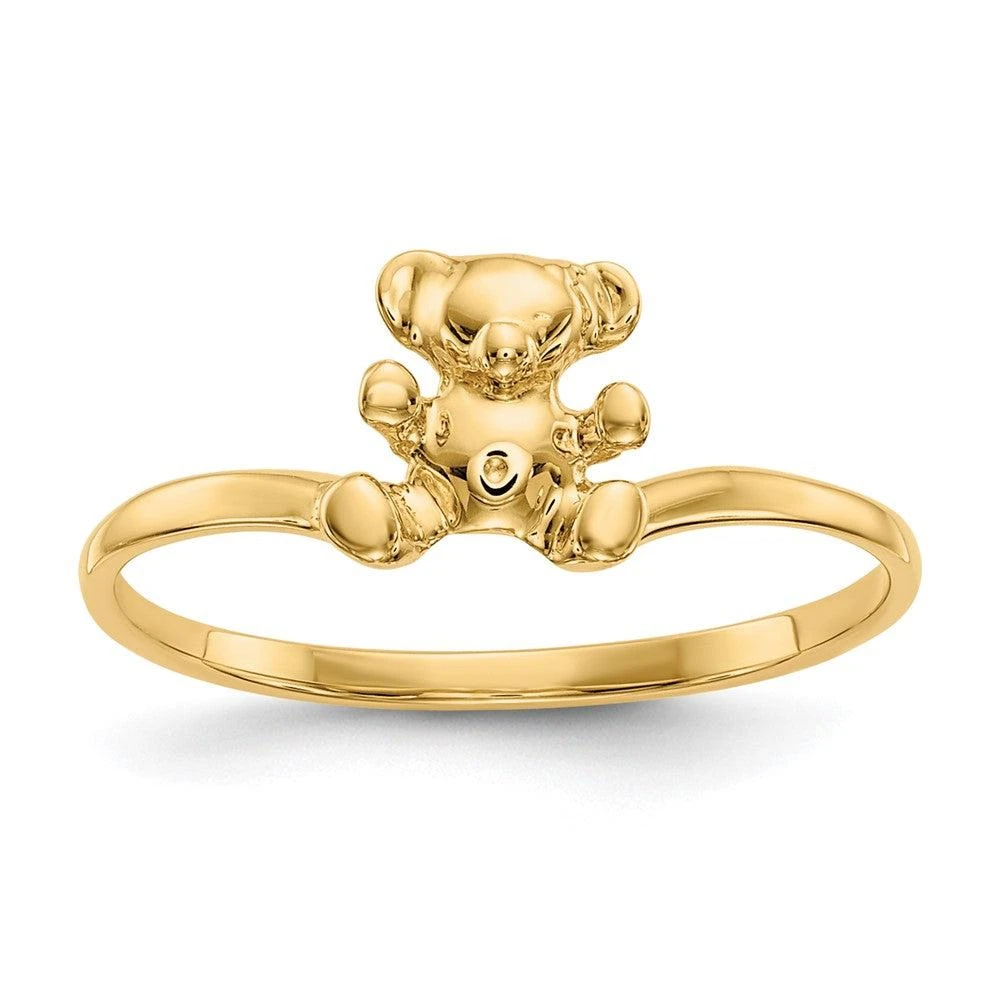 Diamond2Deal 14k Yellow Gold Polished Teddy Bear Ring 1