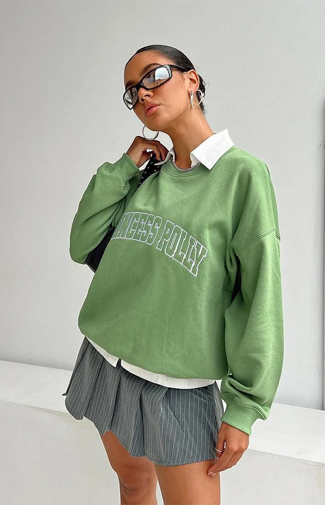 Princess Polly Green Crew Neck Sweatshirt 4