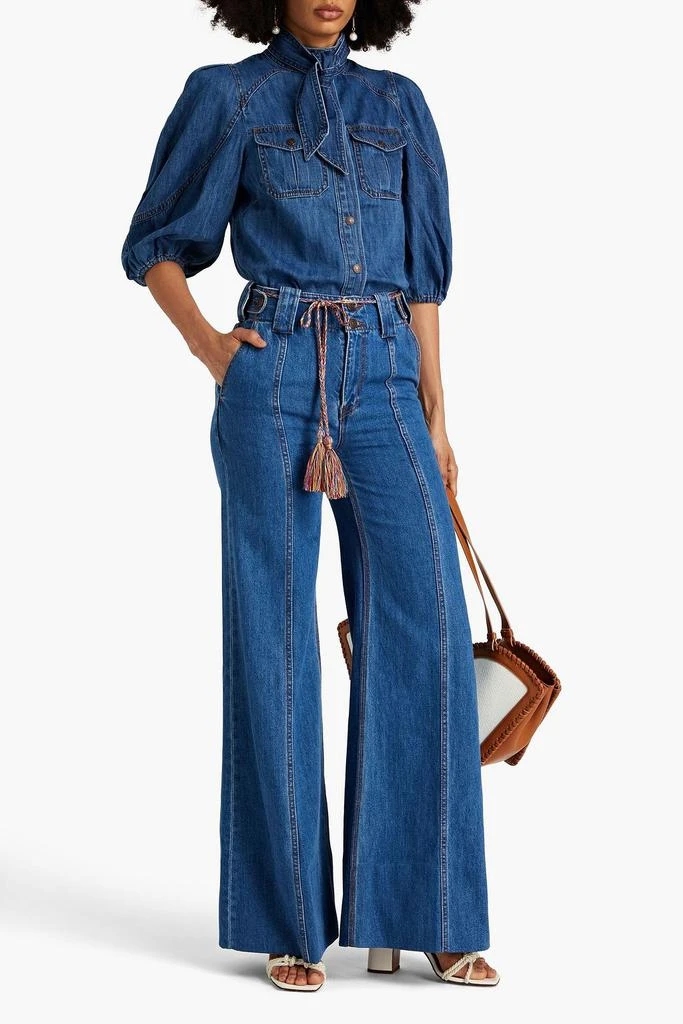 Zimmermann Embroidered high-rise wide-leg jeans 2