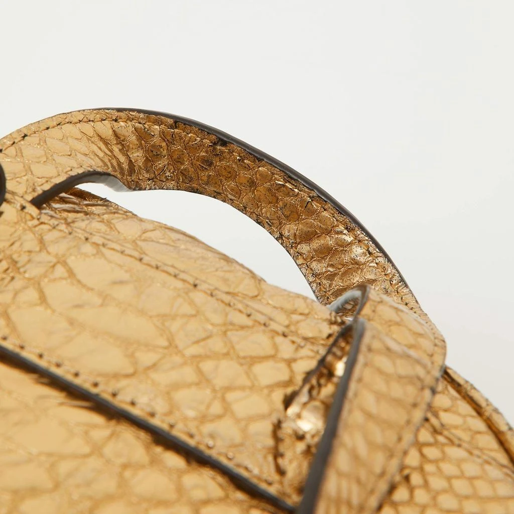 Michael Kors Michael Kors Metallic Gold Python Embossed Leather Small Rhea Backpack 7