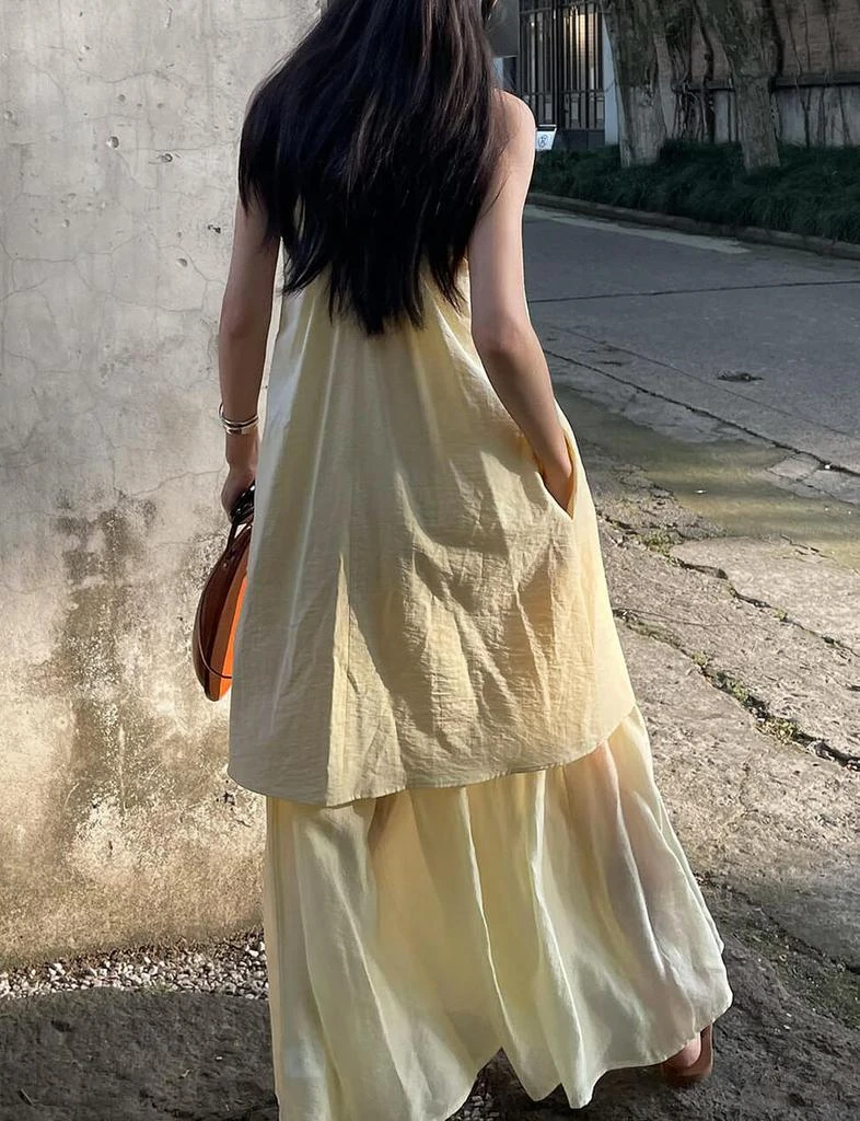 Pixie Market Dakota Layered Dress in Pale Yellow 7