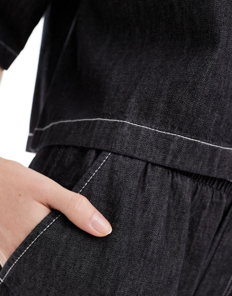 COLLUSION COLLUSION pull on lightweight denim boxer shorts with contrast stitch co-ord 3