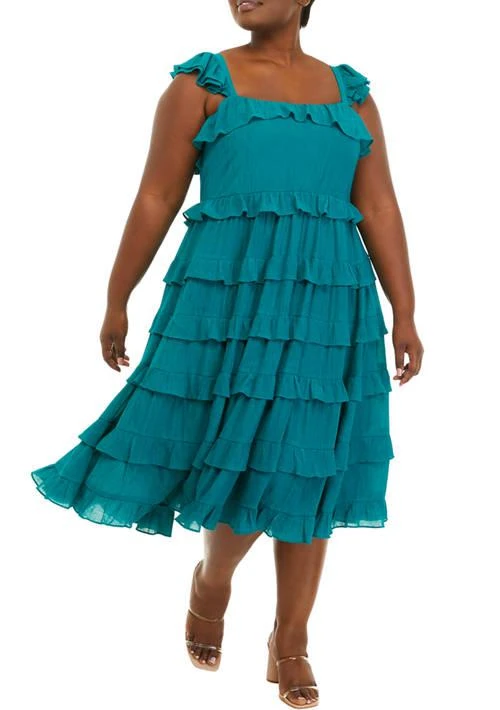 Crown & Ivy™ Ivy Plus Size Tiered Ruffle Dress 1