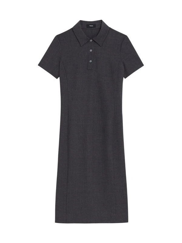 Theory Stretch Wool Knee-Length Polo Dress 5