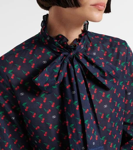 Valentino Cherryfic bow-detail cotton muslin blouse 4