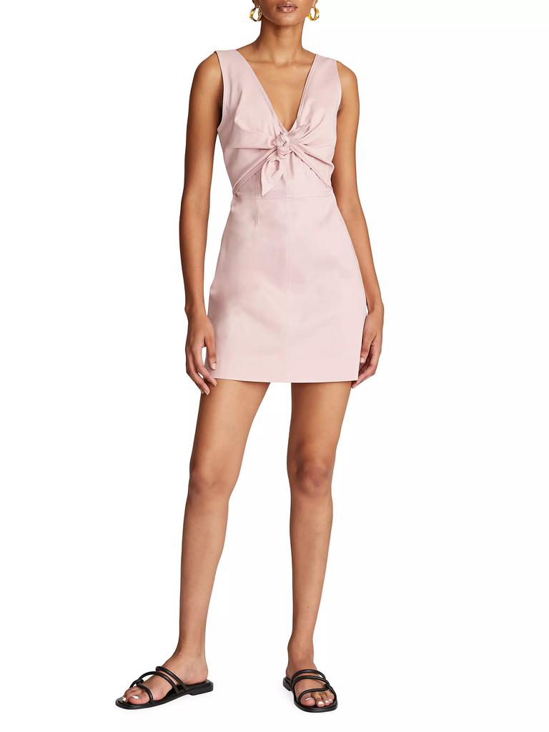 Halston Keeler Twist-Front Twill Minidress