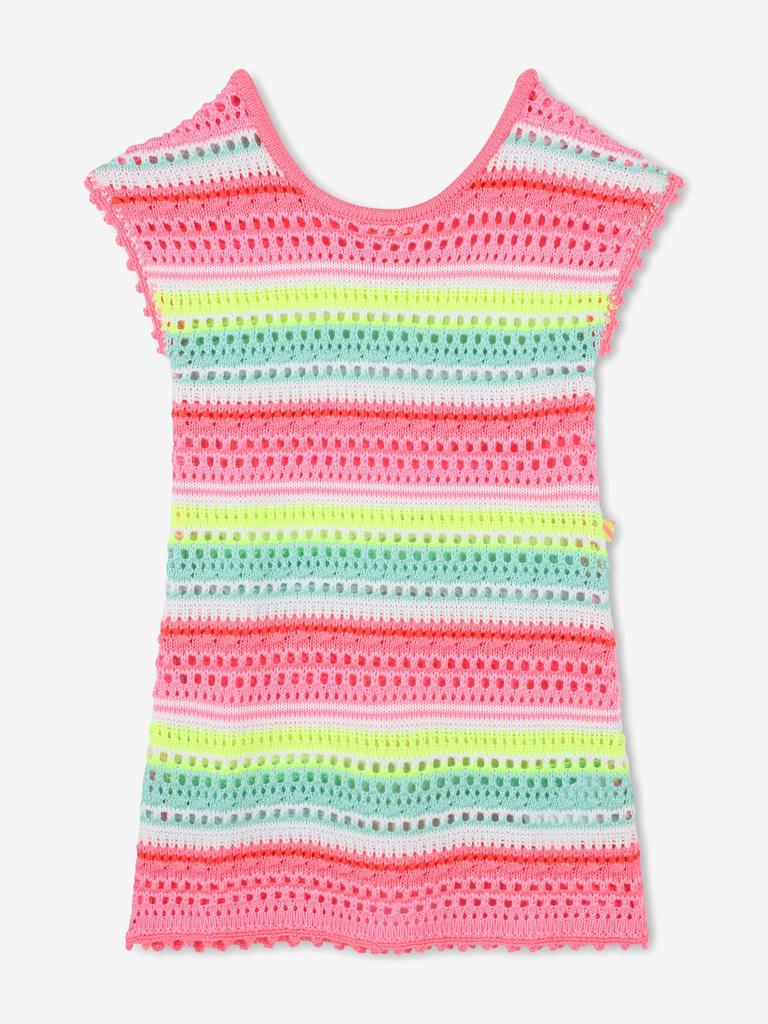 Billieblush Girls Striped Crochet Dress in Multicolour