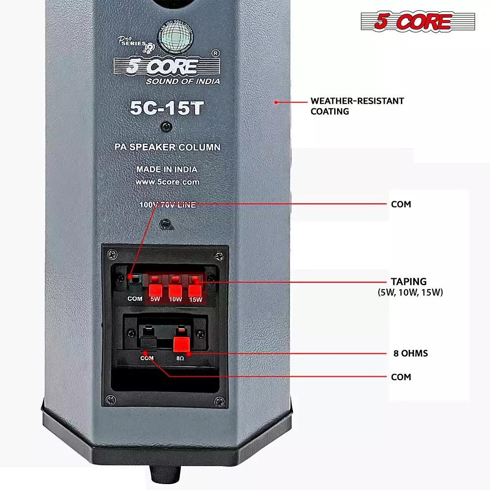 5 Core Wall Mount Enclosed Speaker Black - 200W Combined PMPO and 20W RMS Speaker System 3