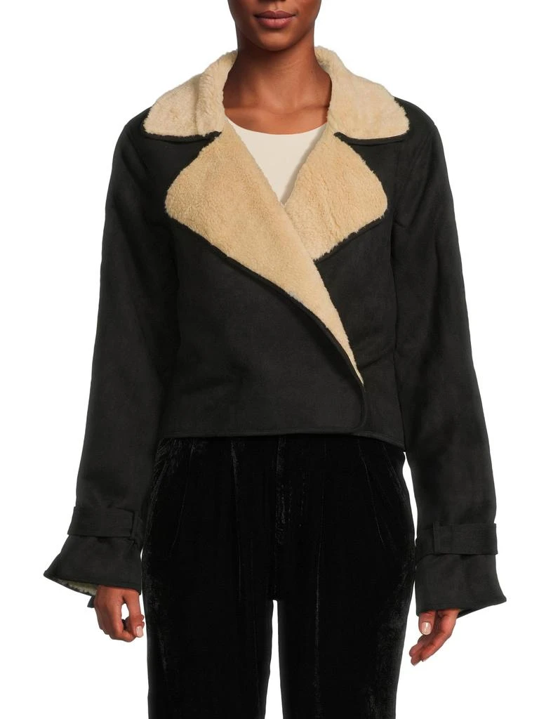 Vintage Havana ​Suede Faux-Shearling Cropped Jacket
