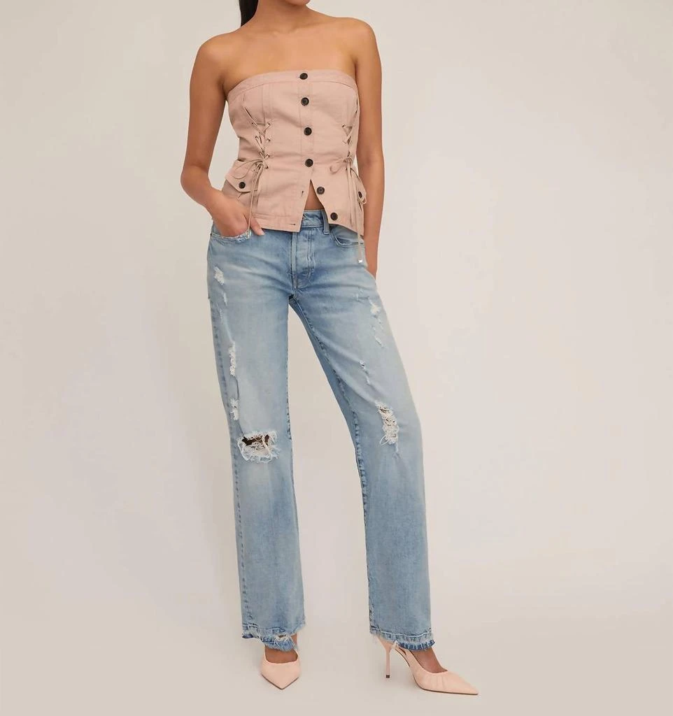MARISSA WEBB Oakley Canvas Lace Up Corset In Sandshell 2