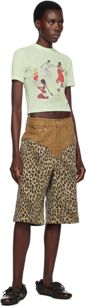 【ANDERSSON BELL】Oxford Combo Leopard Shorts ANDERSSON BELL Beige & Brown Oxford Combo Leopard Shorts IT