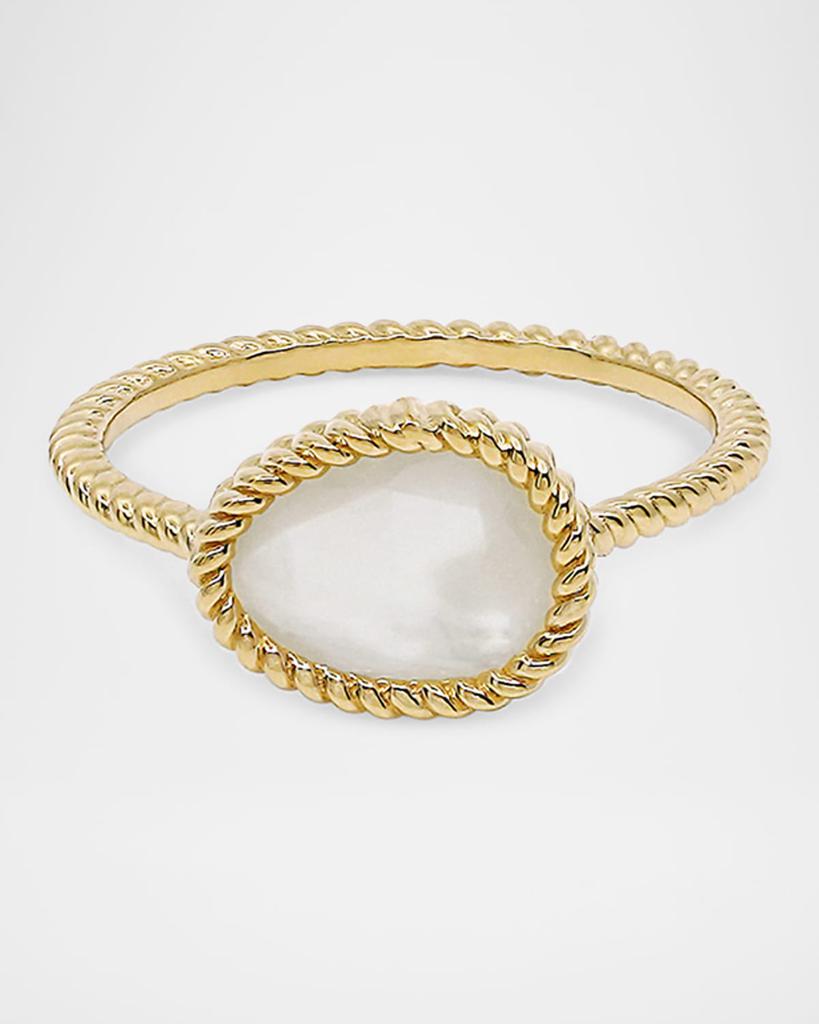 Al Zain Jewelry 18K Yellow Gold Nina Marinar Band Ring with MOP, Size 6