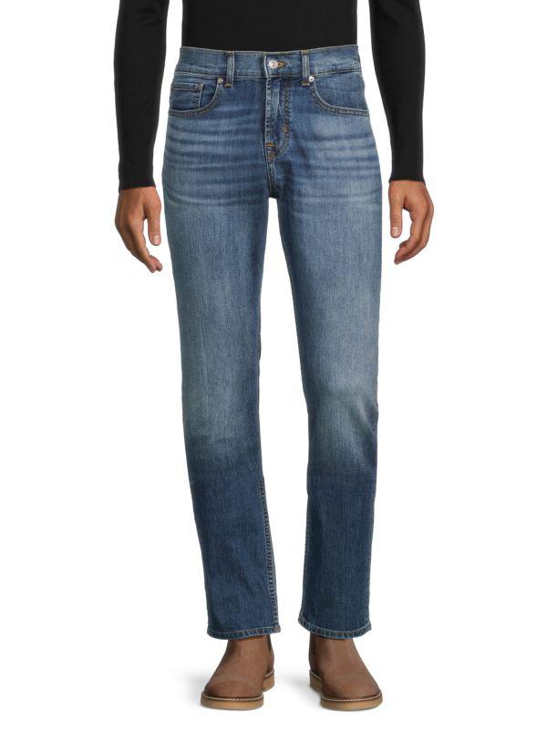 7 For All Mankind Mid Rise Faded Slim Fit Jeans