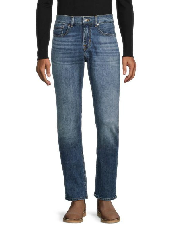 7 For All Mankind Mid Rise Faded Slim Fit Jeans 1