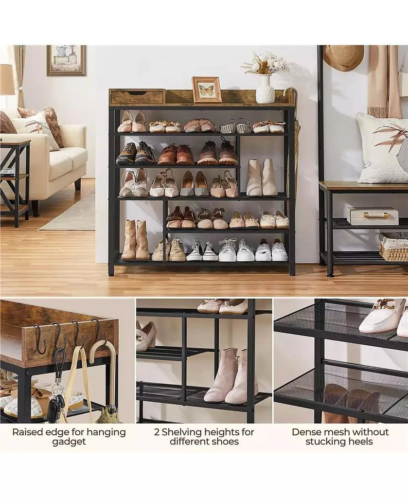 Yaheetech Modern Industrial Free-Standing 6-Layer Shoe Rack with Drawer 6