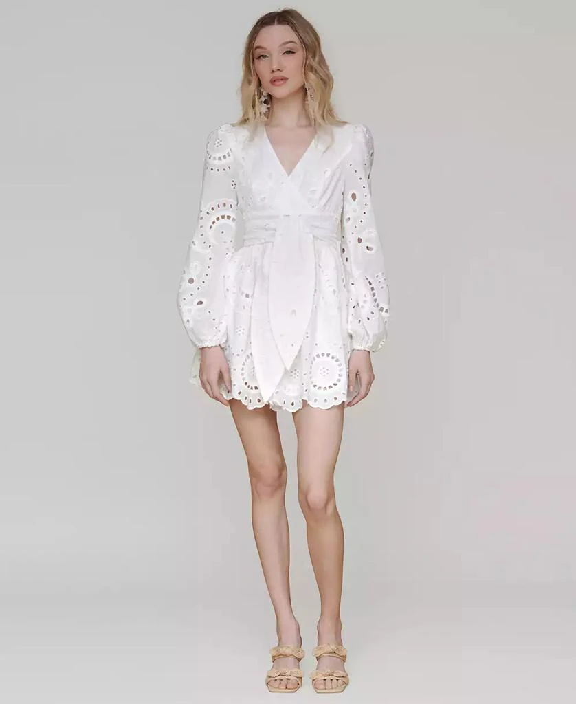 Avec Les Filles Women's Cotton Eyelet Long-Sleeve Romper 3