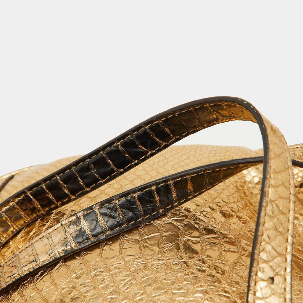 Michael Kors Michael Kors Metallic Gold Python Embossed Leather Small Rhea Backpack 5