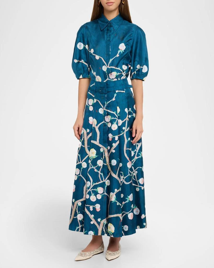 Gabriela Hearst Dugald Floral Pleated Ankle Skirt With Belt 2