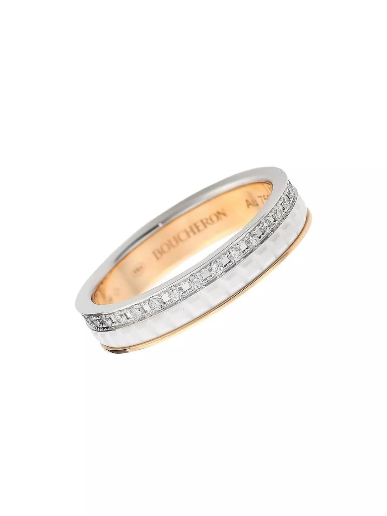 Boucheron Quatre White Edition Two-Tone 18K Gold, Ceramic &amp; 0.24 TCW Diamond Wedding Band 1