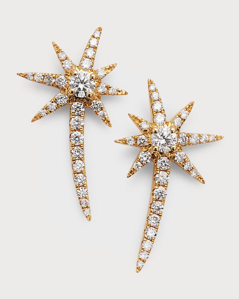 Graziela Gems White Gold Shooting Starburst Earrings with Diamonds