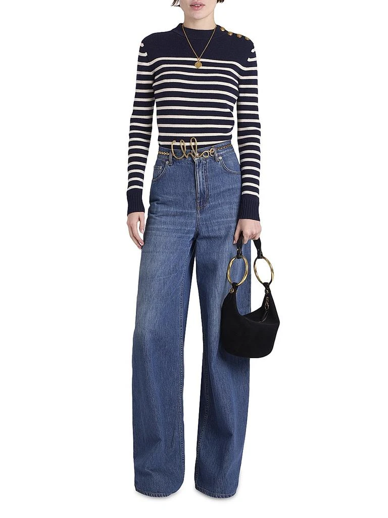 Chloé Striped Wool-Blend Crewneck Sweater 2