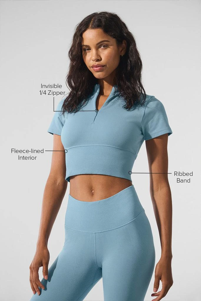Alo Seamless Winter Warm Plush Cropped Short Sleeve - Celestial Blue 2