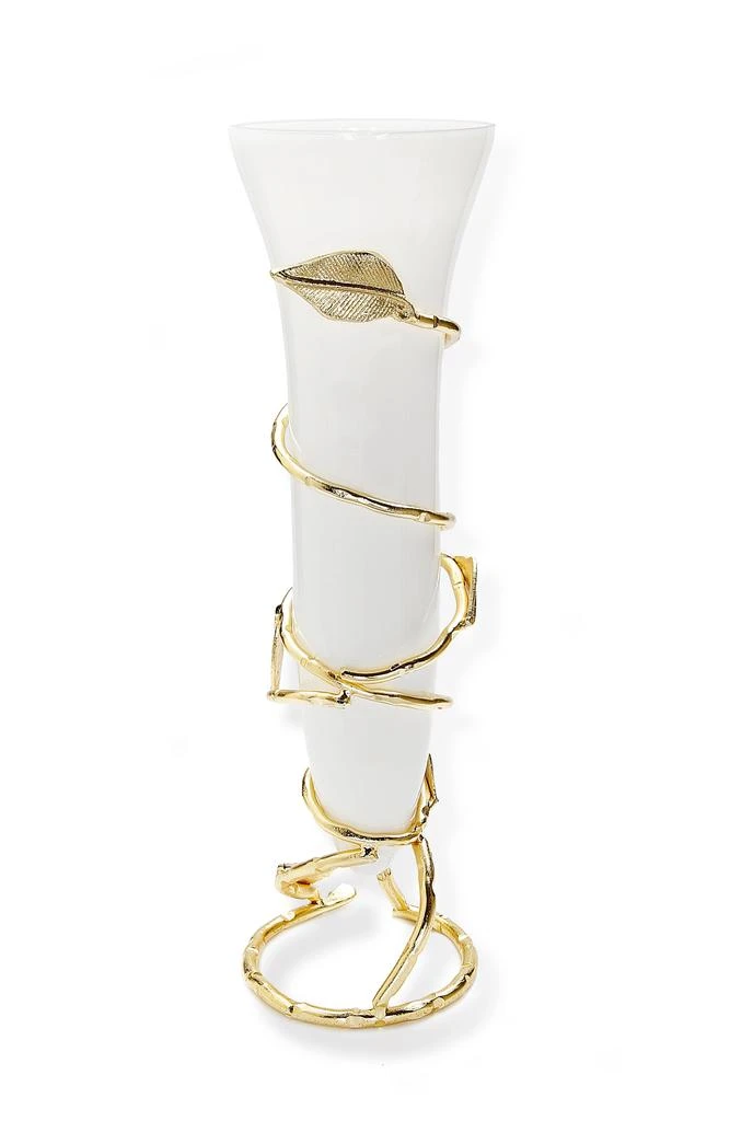 Classic Touch Decor Gold Leaf Vase with White Insert 2