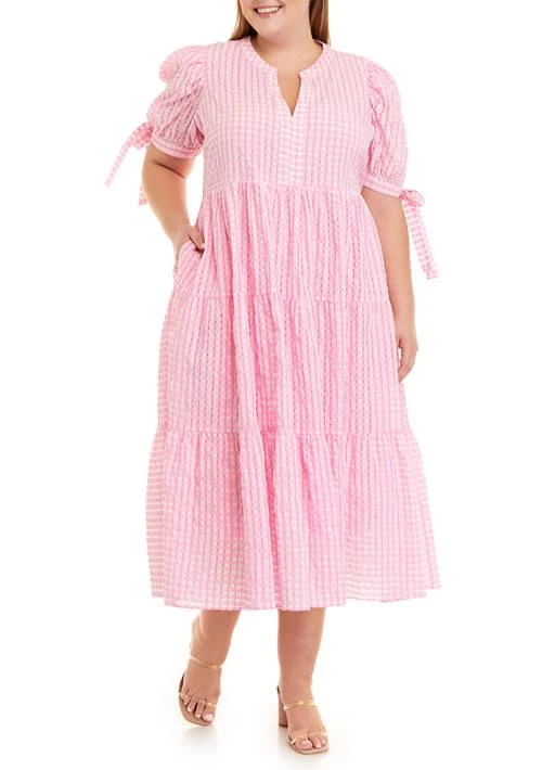English Factory Factory Plus Size Elbow Sleeve Midi Dress 1