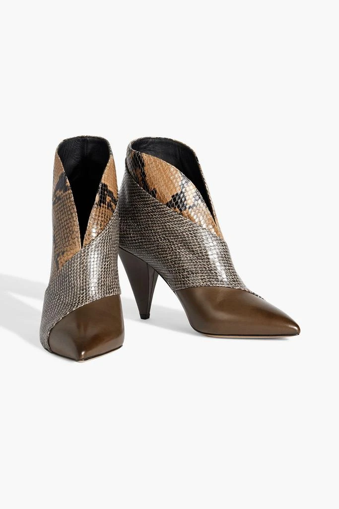 Isabel Marant Archenn smooth and snake-effect leather ankle boots 2