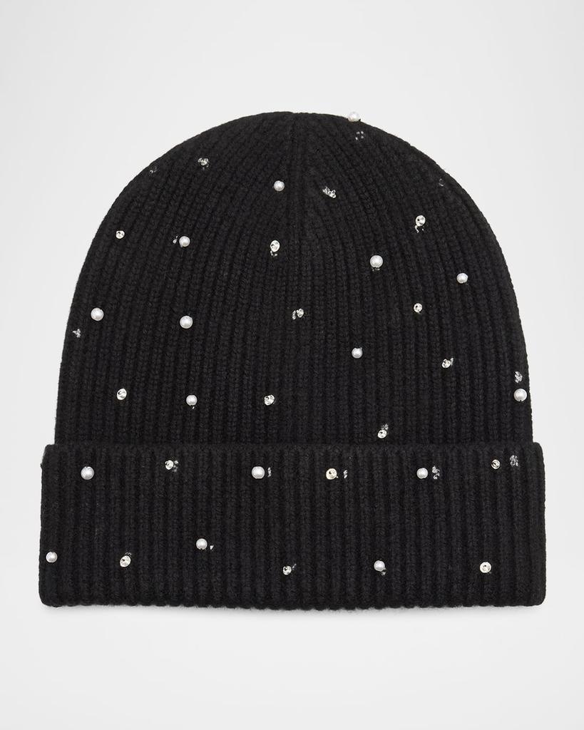 Carolyn Rowan Cashmere Embellished Ribbed Beanie