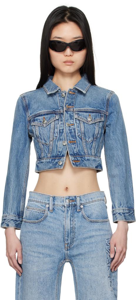 Alexander Wang Blue Shrunken Denim Trucker Jacket