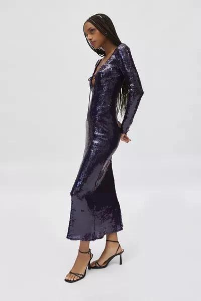 Bardot Bardot Verona Sequin Keyhole Tie Front Maxi Dress 3