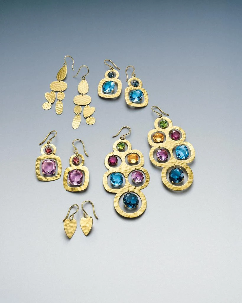 Ippolita Rock Candy 18K Yellow Gold Crinkled 2-Stone Earrings with Blue Topaz 5