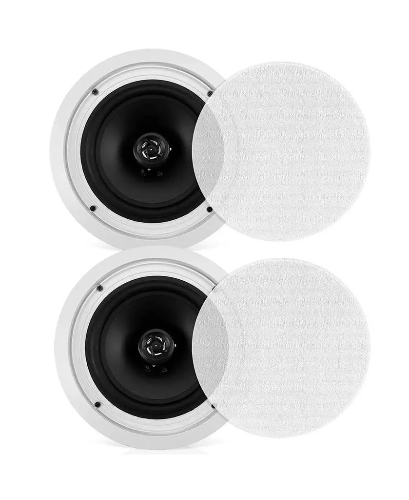 Pyle 8.0" In-Wall / In-Ceiling Speakers - 2-Way Flush Mount, 250W Max Power Output, Polypropylene Cone, High Compliance Polymer Tweeter
