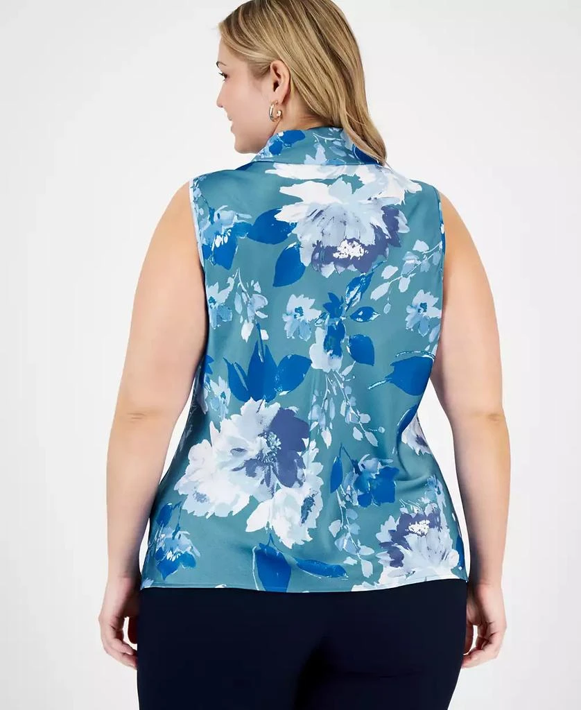 Tahari Plus Size Printed Sailor Tie-Neck Blouse 2