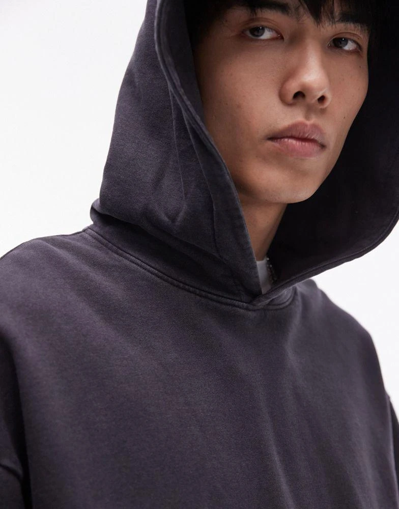 Topman Topman oversized fit hoodie in washed black 2