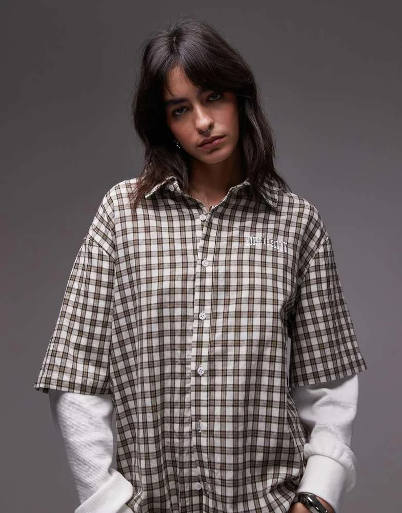 House Of Sunny House of Sunny double layered check shirt in multi 2