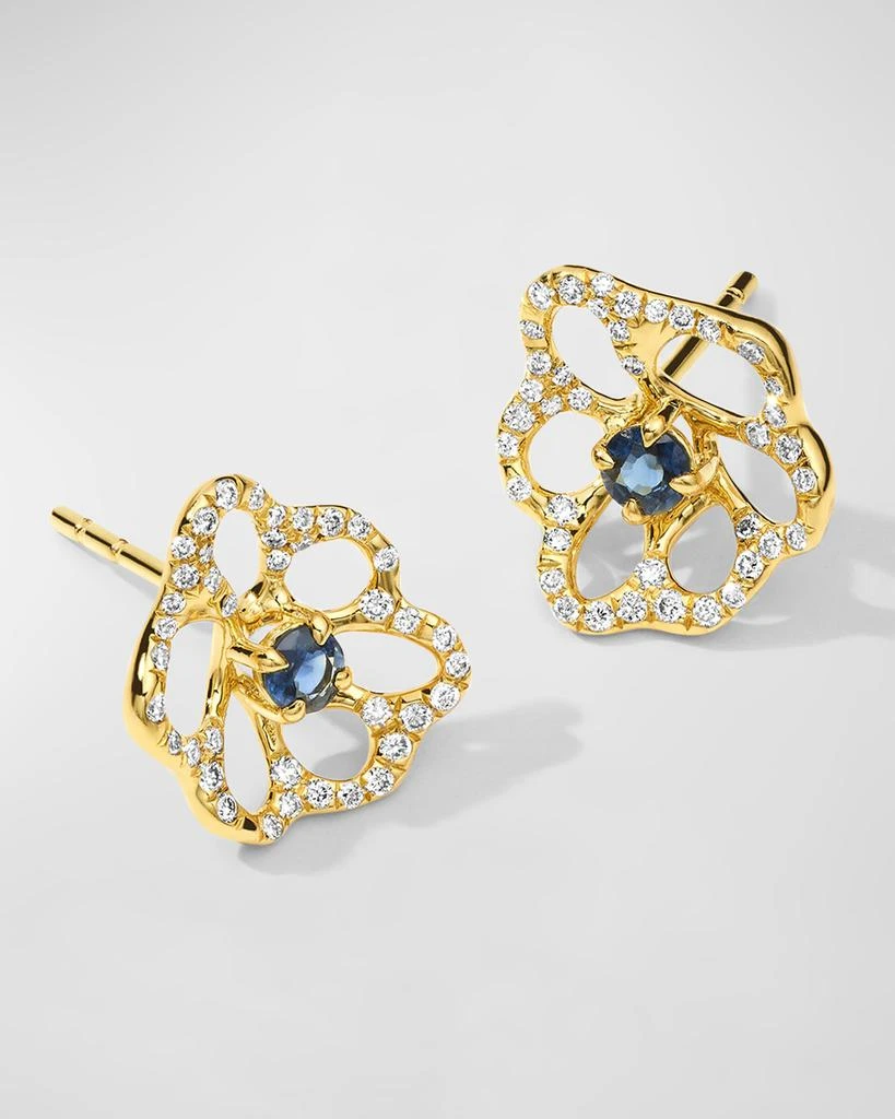 Ippolita 18K Stardust Drizzle Mini Flower Stud Earrings with Blue Sapphire and Diamonds 2