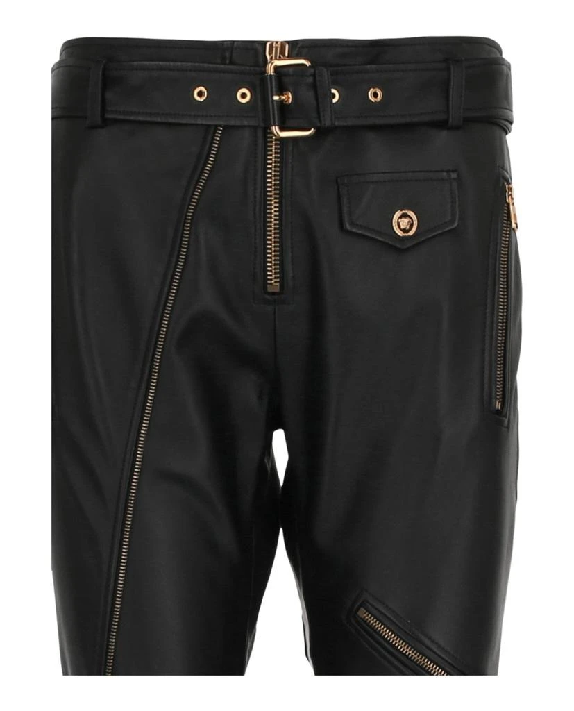 Versace Zipper Detailed Leather Pants 3